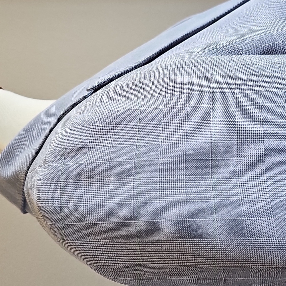 Elegant Light Blue Checkered Ladies Suit - Picture 5 of 8